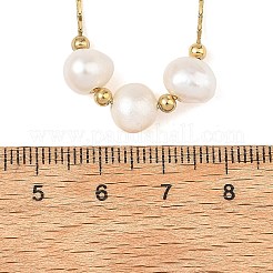 Colgante de perlas naturales pulidas por ambos lados con cadena de eslabones Boston de acero inoxidable 304 para mujer.&nbsp;NJEW-JN06419-04