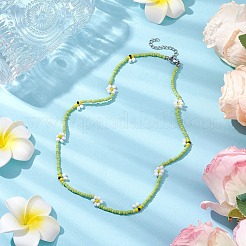 Collares de flores con cuentas de semillas de vidrio&nbsp;X1-NJEW-TA00171