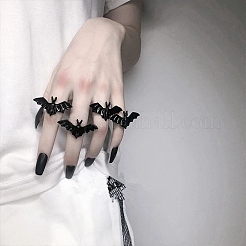 Verstellbarer Fledermaus-Ring aus Legierung mit Halloween-Thema für Damen&nbsp;LS-RJEW-L105-01