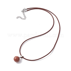 Collane con ciondolo rotondo in pietra dorata sintetica&nbsp;NJEW-JN04478-02