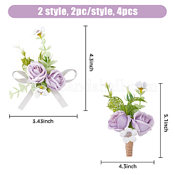 4 corsage de poignet et broche en tournesol artificiel de 2 styles&nbsp;AJEW-HY0001-34B
