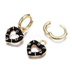 Latón micro pavimenta circonio cúbico pendientes de aro huggie&nbsp;EJEW-T014-46G-NF