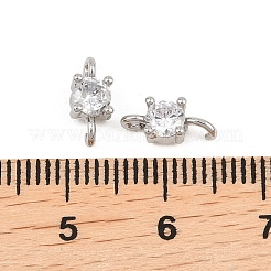 Messing Pflaster klar Kubisch Zirkonia flache runde Anschluss Charms&nbsp;KK-H538-21B-P
