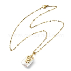 Colliers pour femmes avec pendentif rectangulaire en perle baroque keshi en forme de fleur&nbsp;NJEW-JN06173