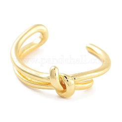 Anelli polsini aperti in ottone placcati con fiocco&nbsp;RJEW-Z059-17G
