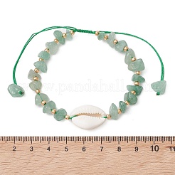 Braccialetti intrecciati regolabili da donna con schegge di pietre preziose naturali e sintetiche e perline di conchiglie di ciprea.&nbsp;BJEW-MZ00336