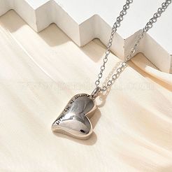 Acciaio inossidabile 304 per sempre nel mio cuore ricordo ceneri collane con ciondolo commemorativo&nbsp;NJEW-P326-04P