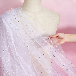 Polyester-Netz-Spitzenstoff mit Stern- und Mondmuster&nbsp;DIY-WH0504-446C