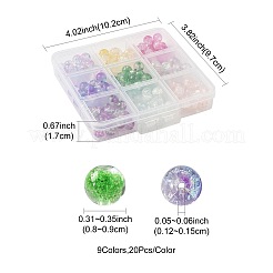 180 Stück 9 Farben transparente&nbsp;GLAA-FS0002-44