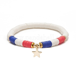 3 Uds 3 estilo día de la independencia arcilla polimérica heishi surfista juego de pulseras elásticas&nbsp;BJEW-TA00213
