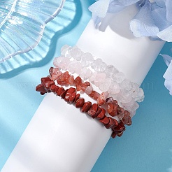 4 Stück Stretch-Armband-Set aus natürlichem Quarzkristall&nbsp;BJEW-JB10775-02