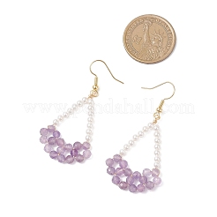 Pendientes colgantes de arco de amatista natural&nbsp;EJEW-TA00742-03