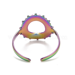 Bague ouverte en acier inoxydable 304 couleur arc-en-ciel avec placage ionique (IP) pour femme&nbsp;RJEW-C025-21M