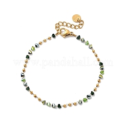304 Edelstahl-Kettenarmbänder mit Glasperlen für Damen&nbsp;BJEW-K237-24G