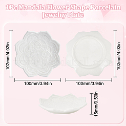 Porzellan-Schmuckteller in Mandala-Blumenform&nbsp;DJEW-WH0043-41A