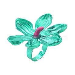 Bagues réglables en alliage avec motif de fleur pour femmes&nbsp;RJEW-B124-01D