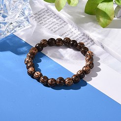Bracelet extensible de perles rondes en bois bodhi naturel ciré de 8.5 mm pour hommes et femmes&nbsp;BJEW-JB07099-02