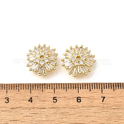 Blumen Messing klare Zirkonia Perlenkappen&nbsp;KK-V008-07G
