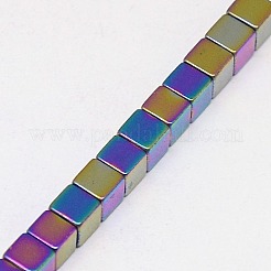 Electroplate non magnetici ematite sintetico fili di perline&nbsp;G-J170A-4x4mm-04
