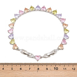 Bracciali da tennis in ottone color platino con micro pavé di zirconi cubici&nbsp;BJEW-B160-01P-01