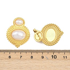 Pendientes ovalados de acero inoxidable 304 con perlas de imitación de plástico ABS&nbsp;EJEW-Z141-01G