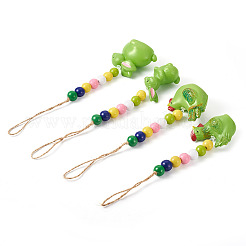 4 pièce de décorations suspendues en plastique en forme de poule et de lapin sur le thème de Pâques&nbsp;HJEW-CF0001-16B