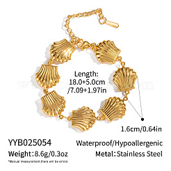 Gliederkettenarmbänder aus 304 Edelstahl in Muschelform für Damen&nbsp;QD2017-2