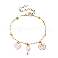 3 pz 3 colori braccialetti a catena ovale piatta in ottone&nbsp;BJEW-JB11602