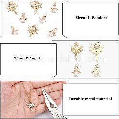20 pièces 2 style placage en laiton micro pavé clair pendentifs en zircone cubique&nbsp;KK-FH0004-22
