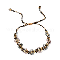 Braccialetti di perline intrecciate con semi di vetro e fiori per le donne frineds&nbsp;BJEW-F493-10D