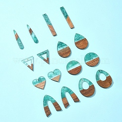 16 pièces 8 styles pendentifs en résine transparente et bois de noyer&nbsp;RESI-FS0001-76