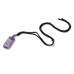 Collana con pendente rettangolare in ametista naturale con cordino in nylon da donna&nbsp;NJEW-C001-01B-03