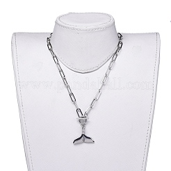 Colliers avec pendentif en acier inoxydable 304 en forme de queue de baleine&nbsp;NJEW-JN02701