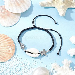 7 Stück 7 Farben natürliche Kauri-Muschel geflochtene Perlenarmbänder für Frauen&nbsp;BJEW-JB11765