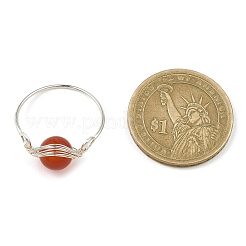 Anello da dito con perline intrecciate con pietre preziose naturali&nbsp;RJEW-JR00588-01