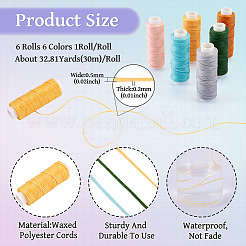 6 rouleau de cordons plats en polyester ciré 6 couleurs&nbsp;YC-TA0001-08B