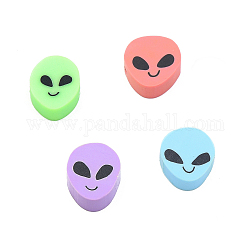 Handmade Polymer Clay Beads, Aliens, Mixed Color, 10~10.5x8.5~9x4.5mm, Hole: 1.6mm