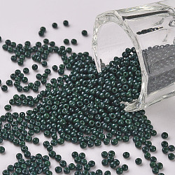 Perline di semi di vetro rotonde di grado 11/0, cottura della vernice, verde scuro, 2.3x1.5mm, Foro: 1 mm, circa 48500pcs/libbra