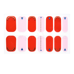 Cubierta completa nombre pegatinas de uñas, autoadhesivo, para decoraciones con puntas de uñas, rojo, 24x8mm, 14pcs / hoja
