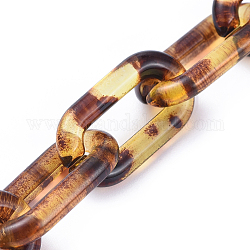 Catene portacavi acriliche fatte a mano, ovale, design leopardato, per fare gioielli, goldenrod, link: 20.5x11x3 mm, 39.37 pollice (1 m)/filo