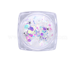 Accesorios de decoración de uñas con láser brillante, Con polvo de brillo y lentejuelas, diy sparkly paillette consejos uñas, color mezclado, 0.1~3.5x0.1~3.5mm, 1 g / caja