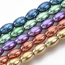 Electroplated Non-magnetic Synthetic Hematite Beads Strands, Oval, Mixed Color, 8x5mm, Hole: 1mm, about  51~52pcs/Strand, 15.94 inch(40.5cm)