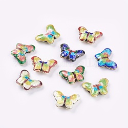Бусины ручной работы перегородчатой, бабочка, разноцветные, 17x23x5 мм, отверстие : 2 мм
