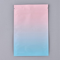 グラデーションカラーのプラスチック製ジップロックバッグ  再封可能なアルミホイル食品保存袋  セルフシールバッグ  長方形  ブルー  15x10.1cm  片側の厚さ：3.9ミル（0.1mm）