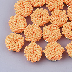 Cabochons aus Glasperlen, Cluster-Perlen, mit perforierten ScheibenFassungen aus vergoldetem Eisen, Blume, orange, 19~20x10~12 mm