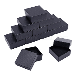 Cajas de joyería de cartón nbeads, con esponja negra, para embalaje de regalo de joyería, cuadrado, negro, 7.5x7.5x3.5 cm