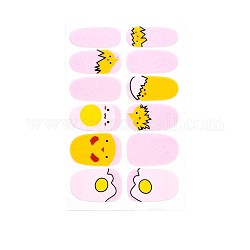Avocados & Erdbeeren & Blumen Full Cover Nail Art Sticker, Glitzerpulver Aufkleber, selbstklebend, für Nagelspitzen Dekorationen, Perle rosa, 25.5x10~16.5 mm, 12pcs / Blatt