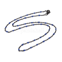 Ion Plating(IP) 304 Stainless Steel Cable Chain Necklaces, with Enamel, Blue, 17.91 inch(455mm)