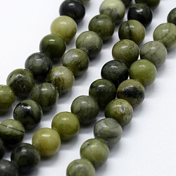 Natürliche Xinyi-Jade / chinesische südliche Jade bördelt Stränge, Runde, 10 mm, Bohrung: 1 mm, ca. 37 Stk. / Strang, 14.76 Zoll (37.5 cm)