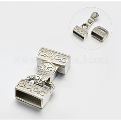 Smooth 304 Stainless Steel Fold Over Magnetic Clasps, Stainless Steel Color, 28x14x7mm, Hole: 4x12mm